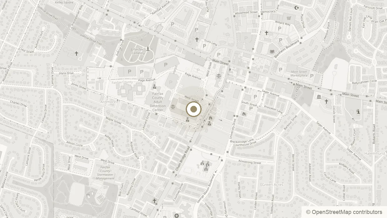 Map showing Fairfax County General District Court at 4110 Chain Bridge Road, Fairfax, Virginia