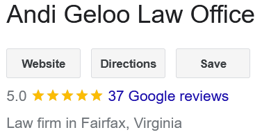 Google rating summary for Andi Geloo Law Office, 5.0 across 37 reviews